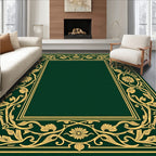 Elegant Gold Floral Border Design Rug