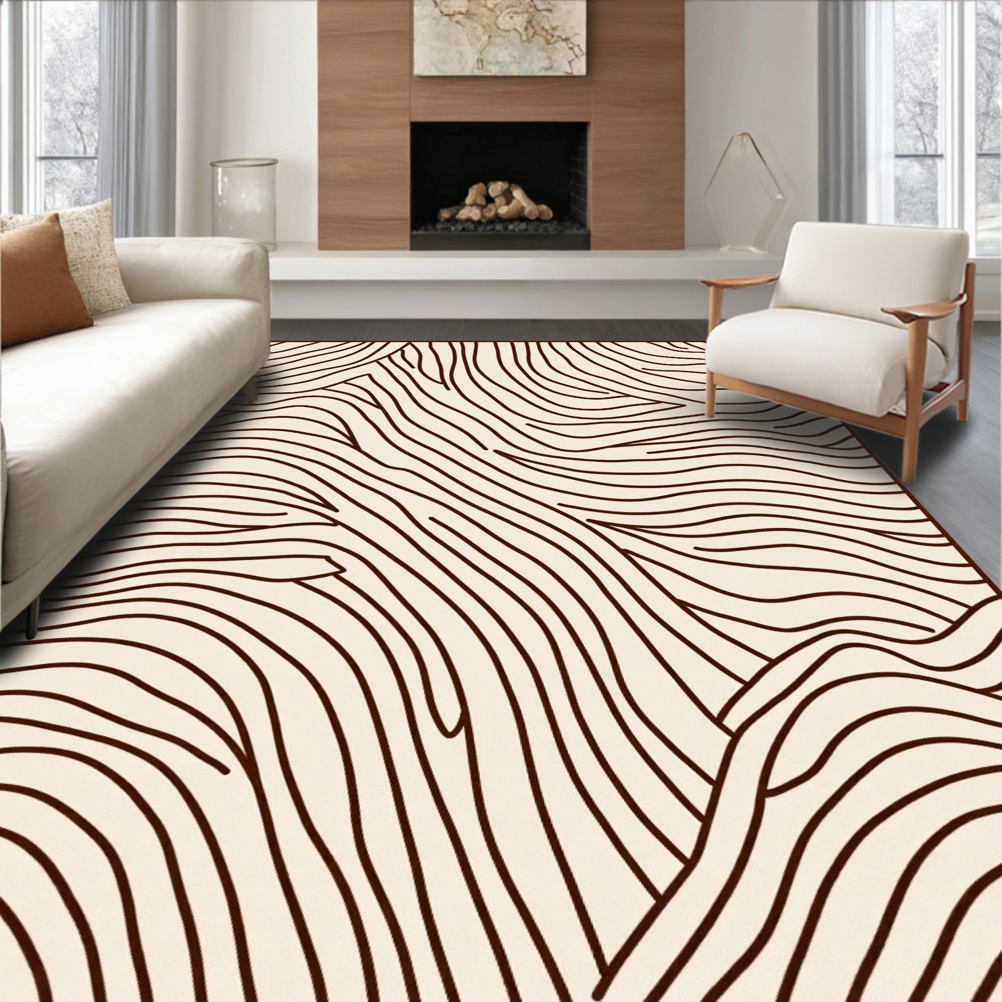 Abstract Organic Flowing Lines Design Rug