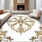 Ornate Floral Scrollwork With Cream Rug