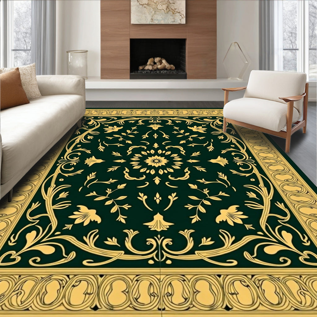 Ornate Floral Scrollwork Medallion Rug