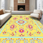 Vibrant Floral Scroll Patterned Rug