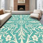 Teal Floral Vine Pattern Rug