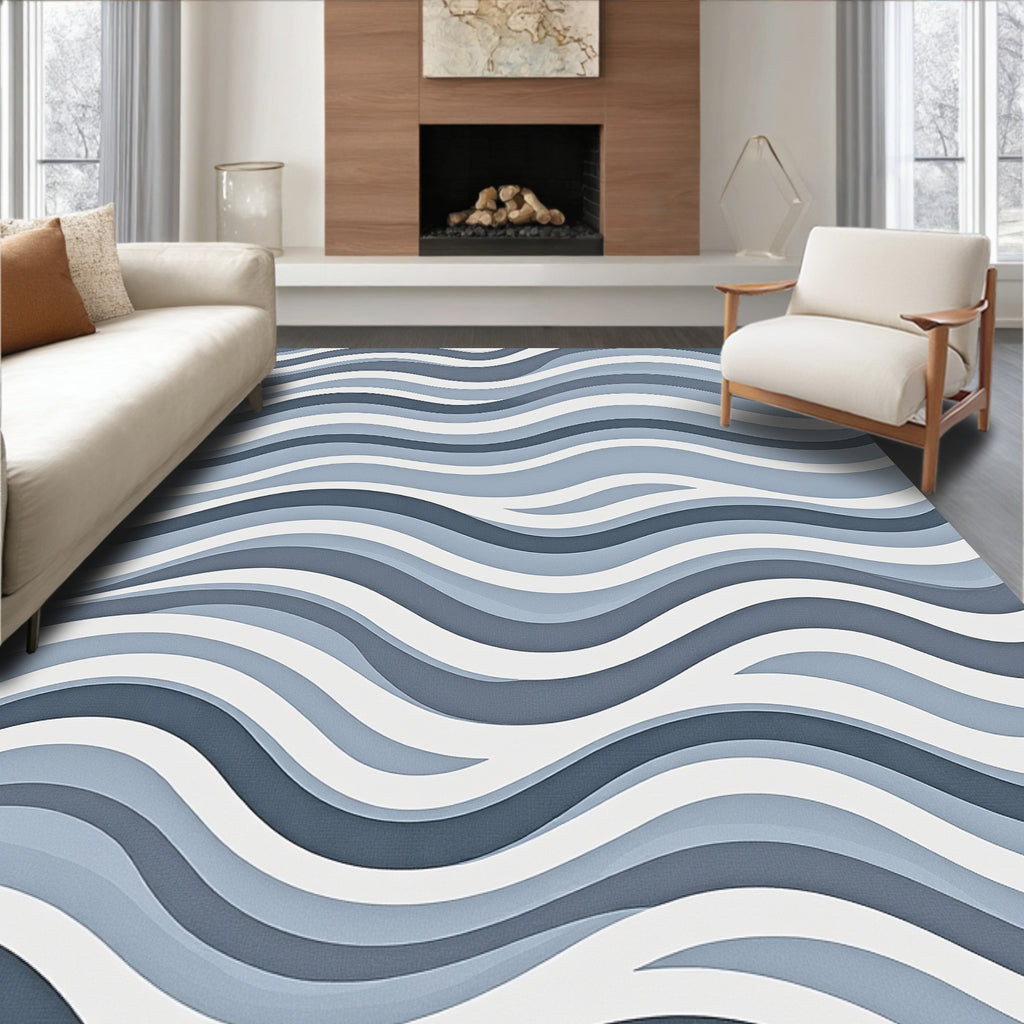 Layered Wave Pattern Rug