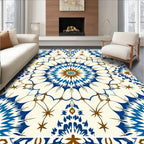 Intricate Blue Brown Radial Starburst Rug