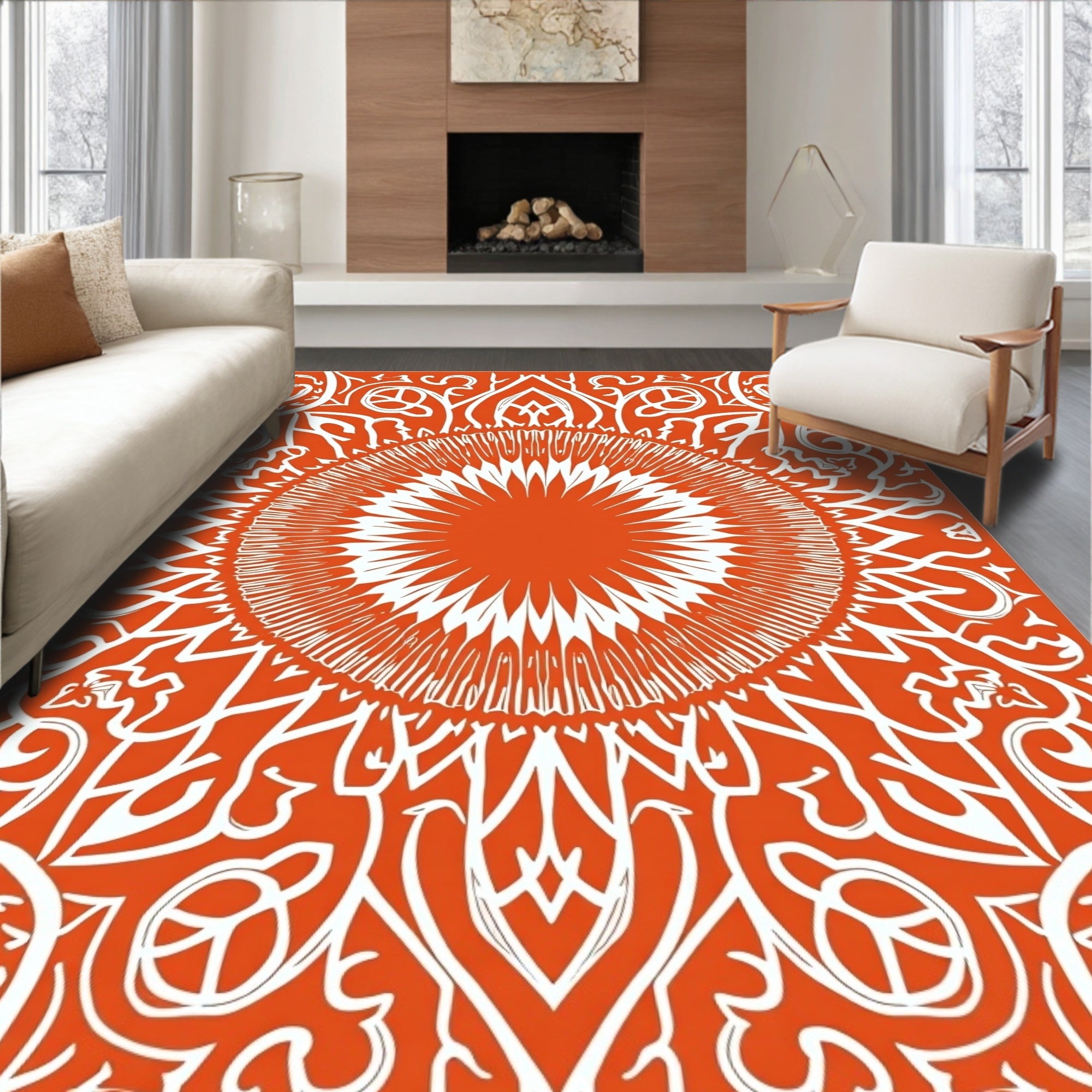 Sunburst Mandala Patterned Rug