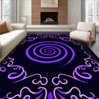 Purple Neon Swirl Bordered Design Rug