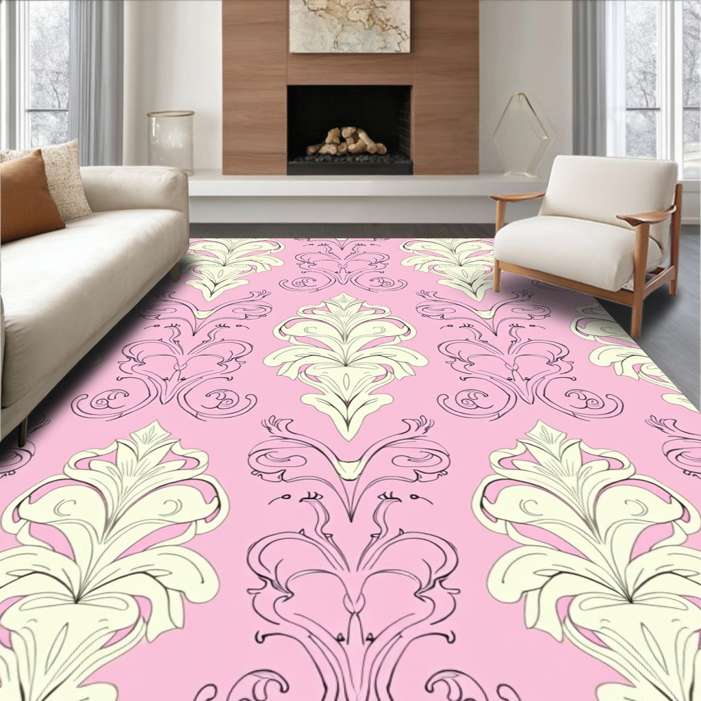 Ornate Floral Scrollwork Pattern Rug