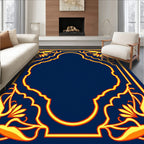 Ornate Golden Floral Arch Border Rug