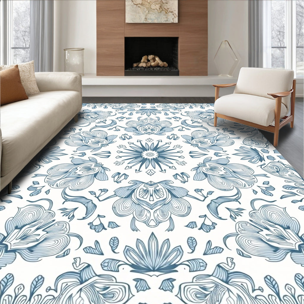 Intricate Floral Mandala Pattern Rug