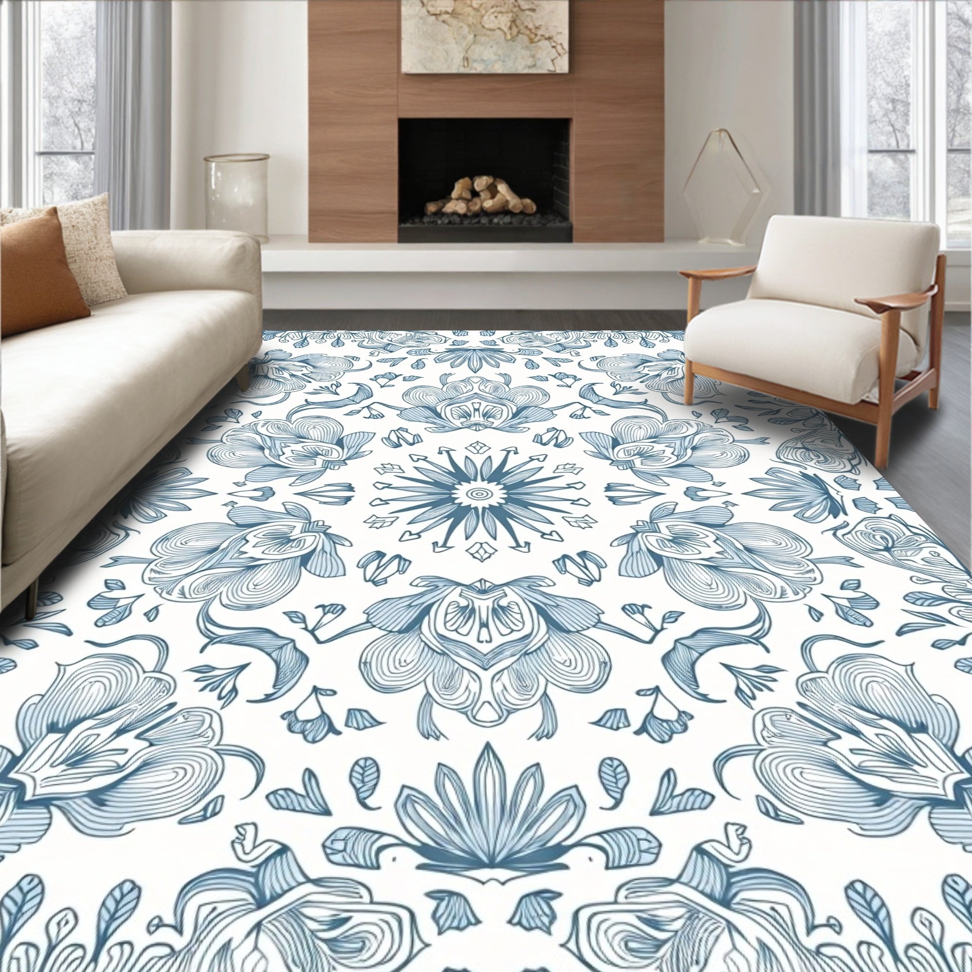 Intricate Floral Mandala Pattern Rug