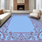 Elegant Scrollwork Floral Border Design Rug