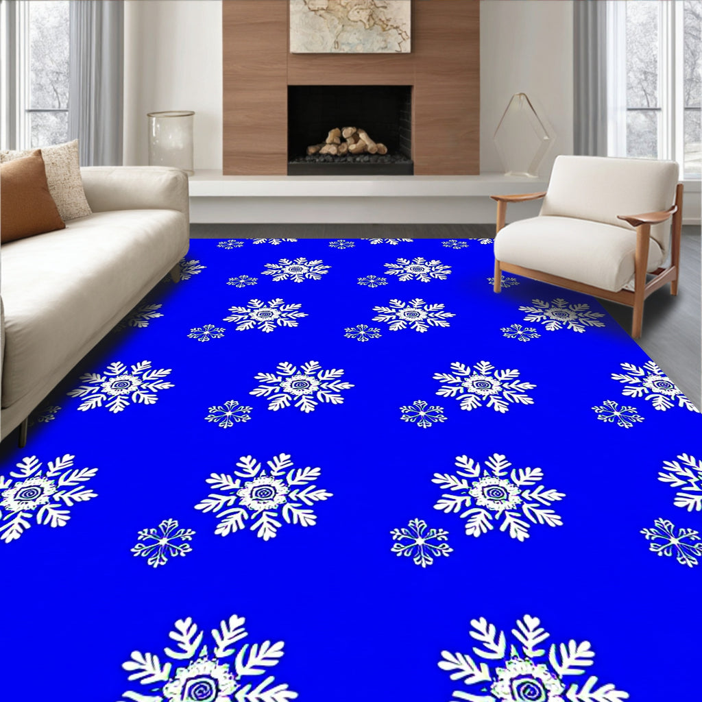 Cool Blue Snowflake Cluster Rug