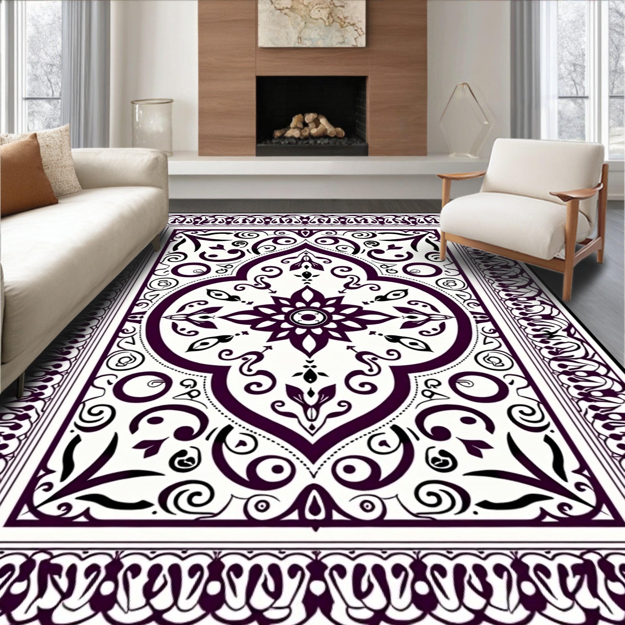 Ornate Floral Mandala Design Rug