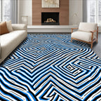 Bold Blue White Geometric MazeRug Rug