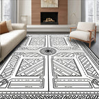 Abstract Geometric Maze Line Art Rug