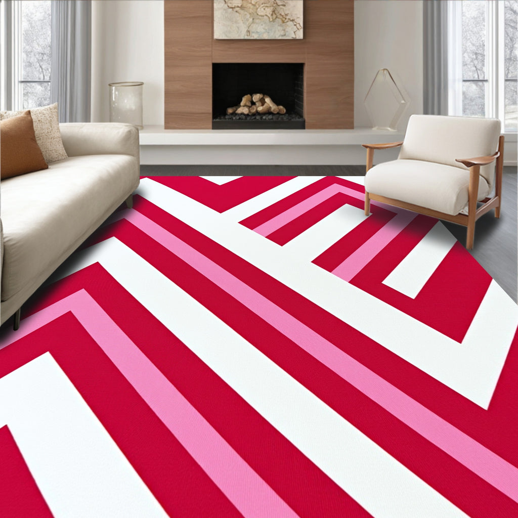 Bold Geometric Stripes Pattern Rug