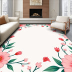 Pink Red Floral Vine Pattern Rug