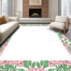 Pink Floral Vine Border Design Rug