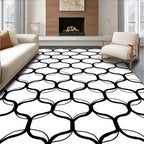 Abstract Black White Geometric Chain Rug