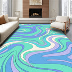 Swirling Aqua Lavender Abstract Design Rug