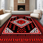 Bold Red and White Geometric Diamond Rug
