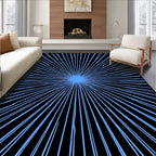 Abstract Sun Burst Blue Pattern Rug