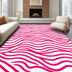 Vibrant Pink Abstract Wave Pattern Rug