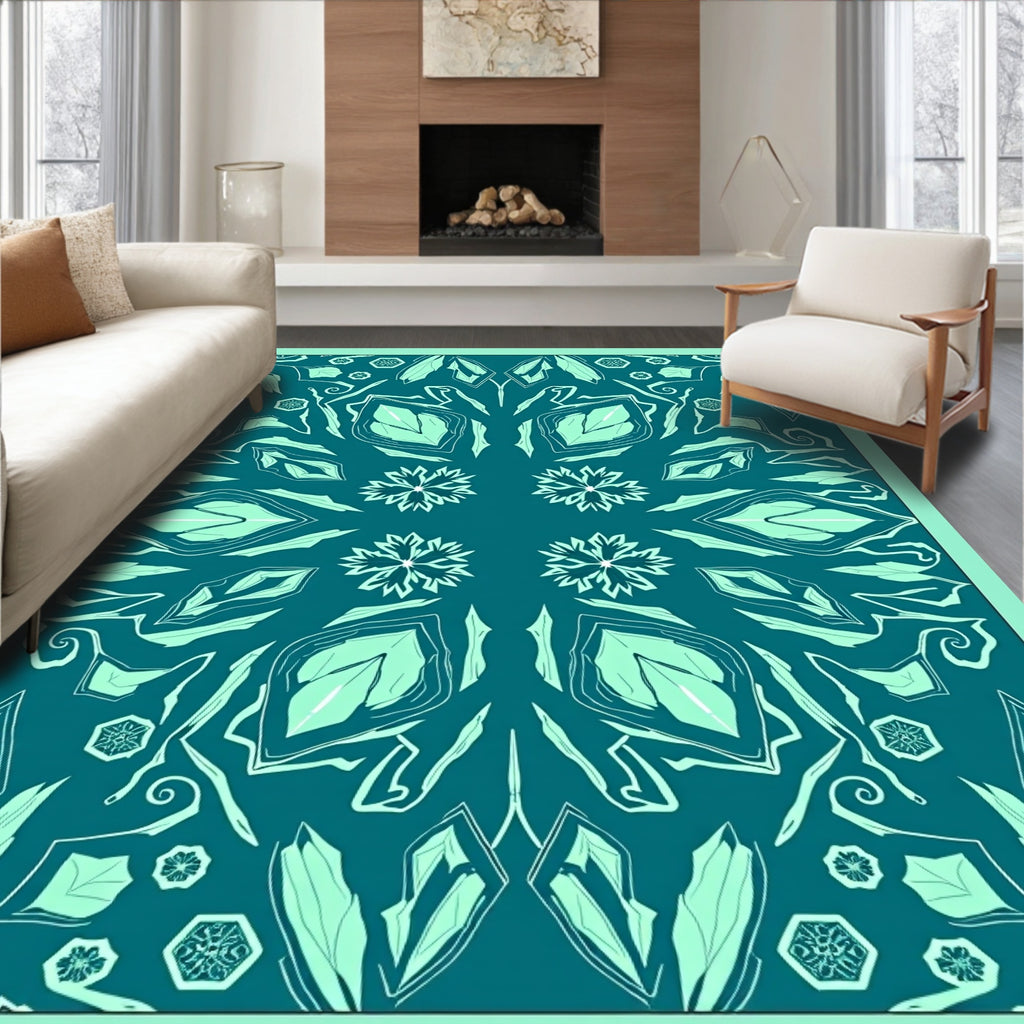 Teal and Mint Mandala Floral Rug