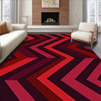 Bold Red Chevron Geometric Pattern Rug