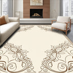 Elegant Floral Scroll Corner Design Rug