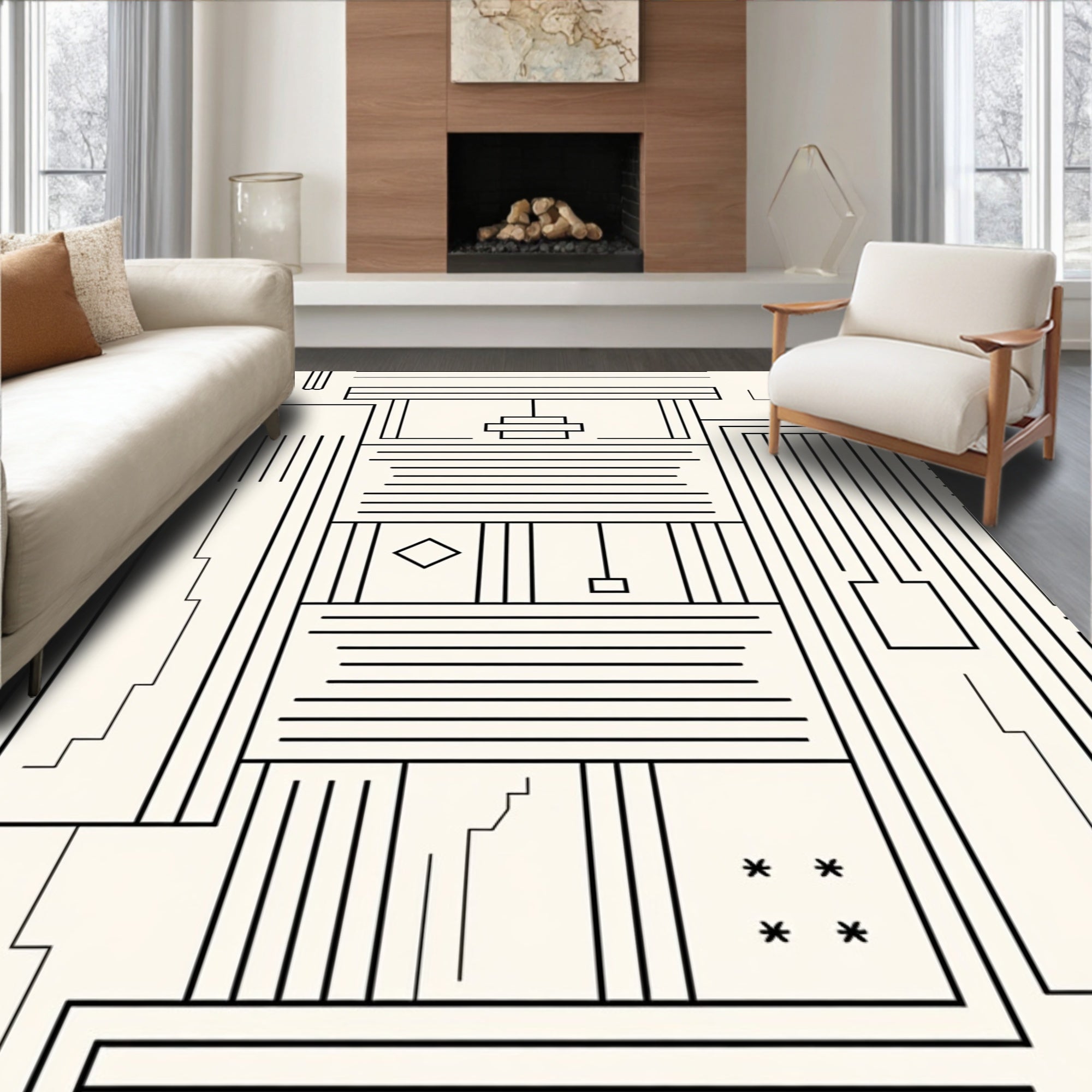 Art Deco Linear Geometric Pattern Rug
