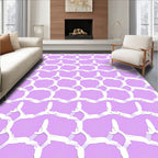 White Abstract Geometric Patterned Rug