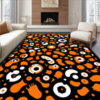 Abstract Orange White Forms Pattern Rug