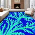 Vibrant Blue Green Fern Pattern Rug