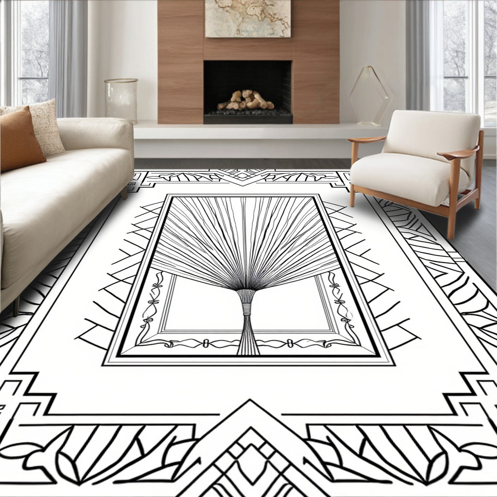 Geometric Art Deco Style Fan Rug