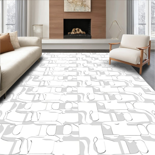 Abstract 3D Block Line Art Rug