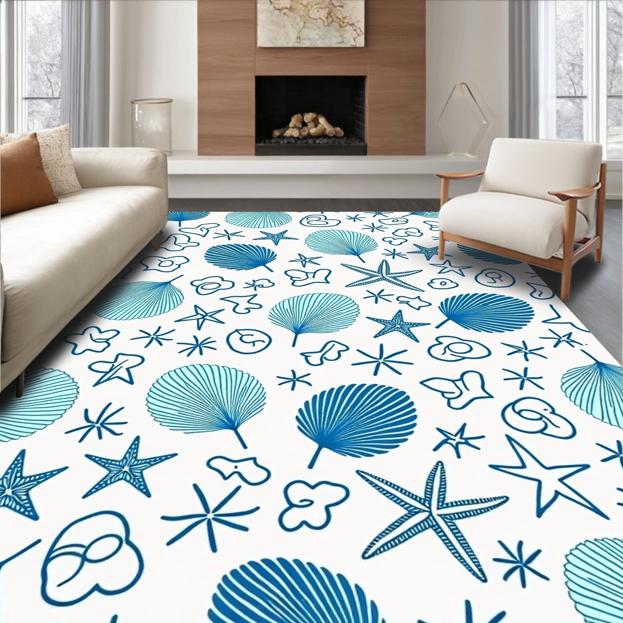 Coastal Collection Blue Marine Life Rug