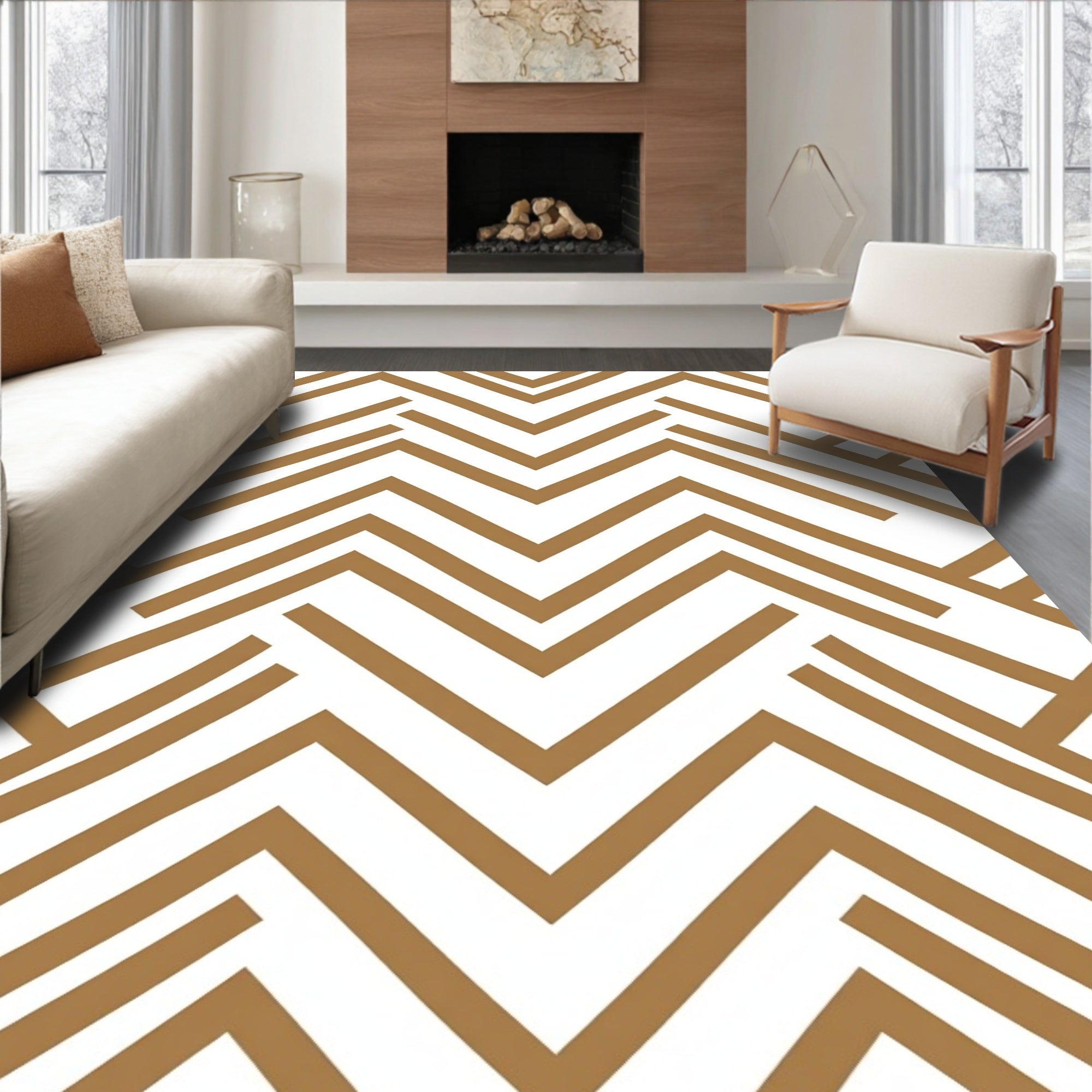 Geometric Herringbone Design Rug