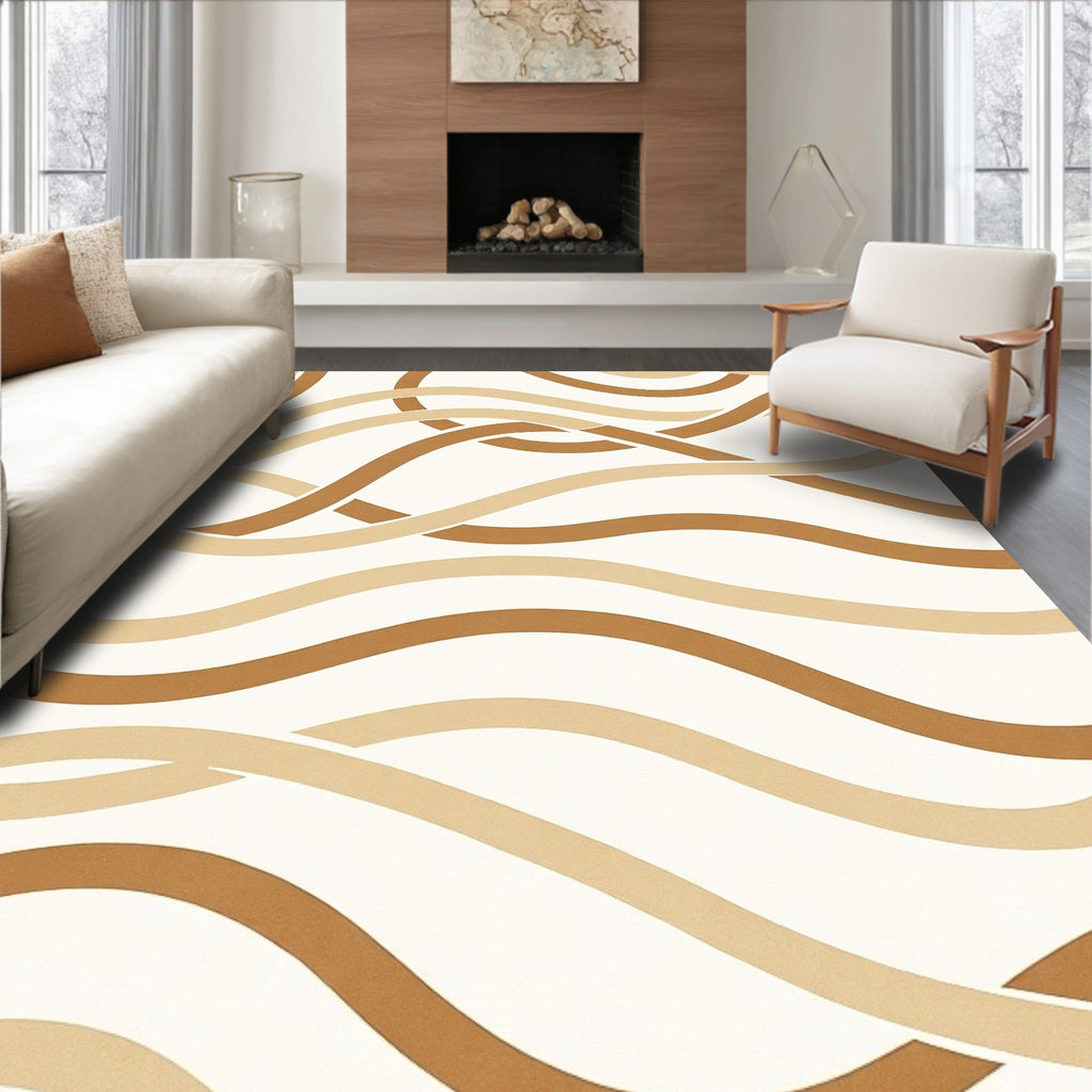 Intertwined Wavy Stripes Pattern Rug