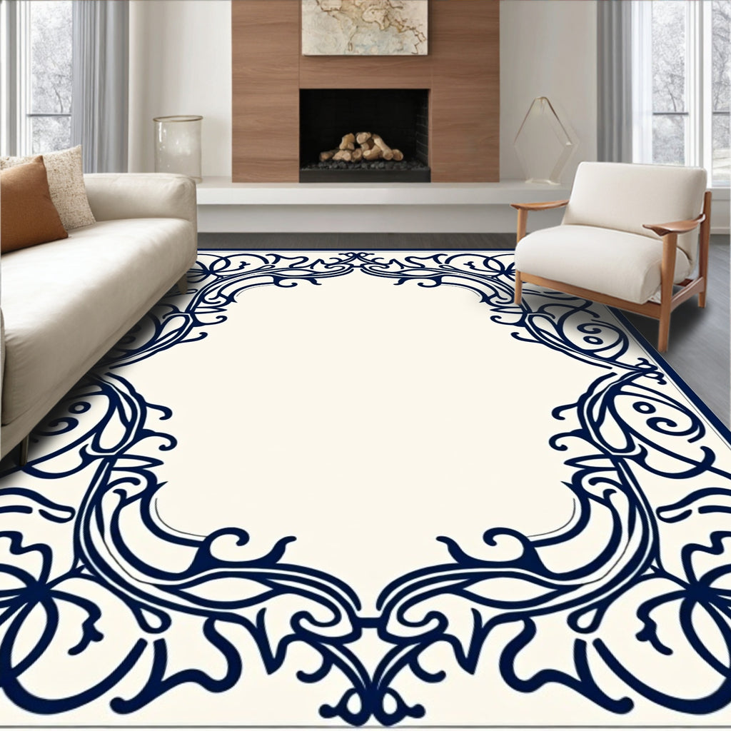 Intricate Scrollwork Inlaid Design Rug