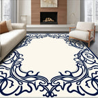 Intricate Scrollwork Inlaid Design Rug