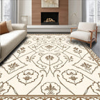 Brown floral damask ornate Rug