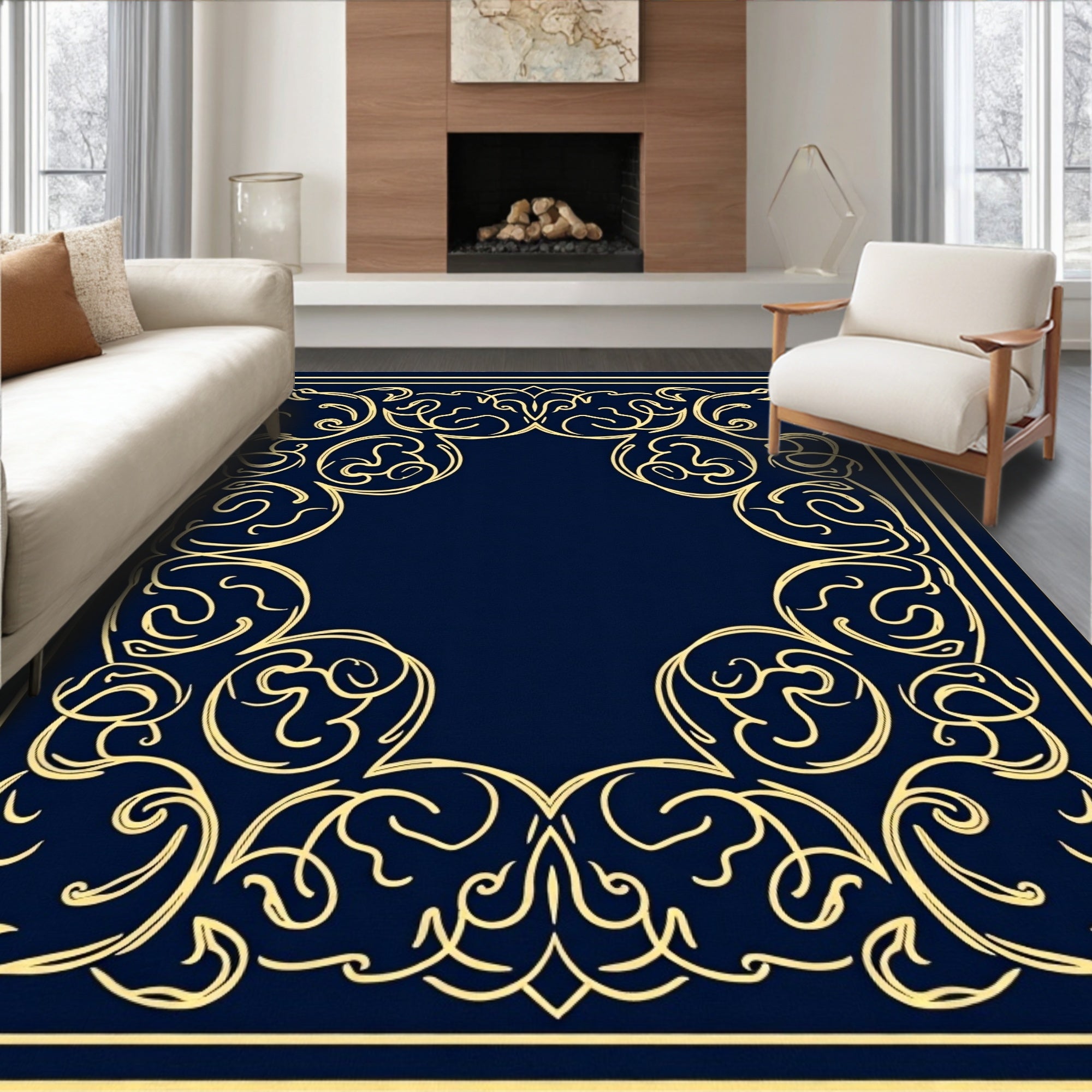 Ornate Swirl Embossed Vintage Rug