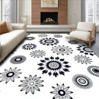 Floral Sunburst Tattoo Style Design Rug