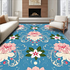 Vintage Pink Mandala Floral Blue Rug