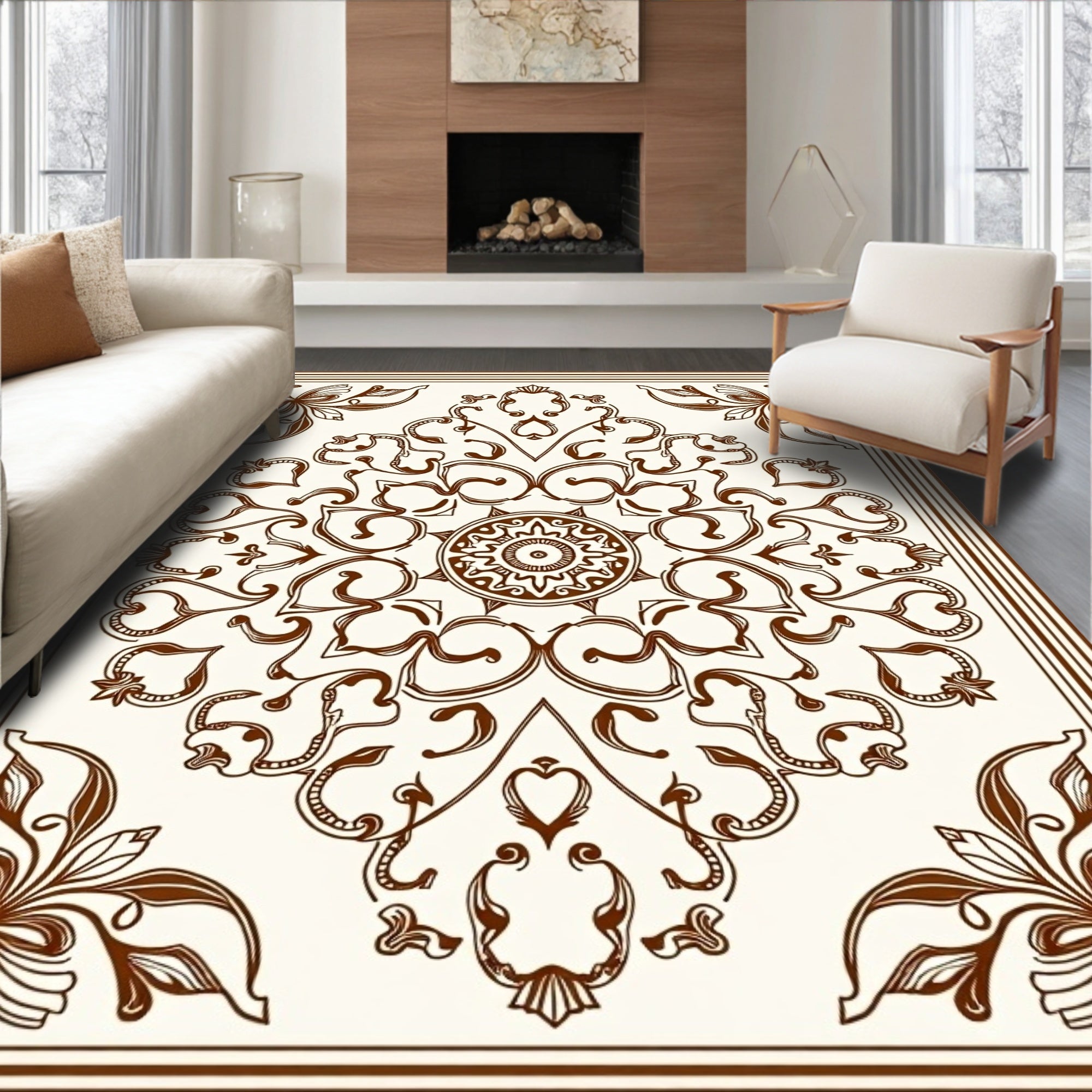 Elegant Floral Mandala Style Rug