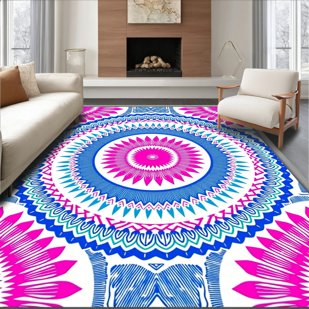 Vibrant Geometric Mandala Pattern Rug
