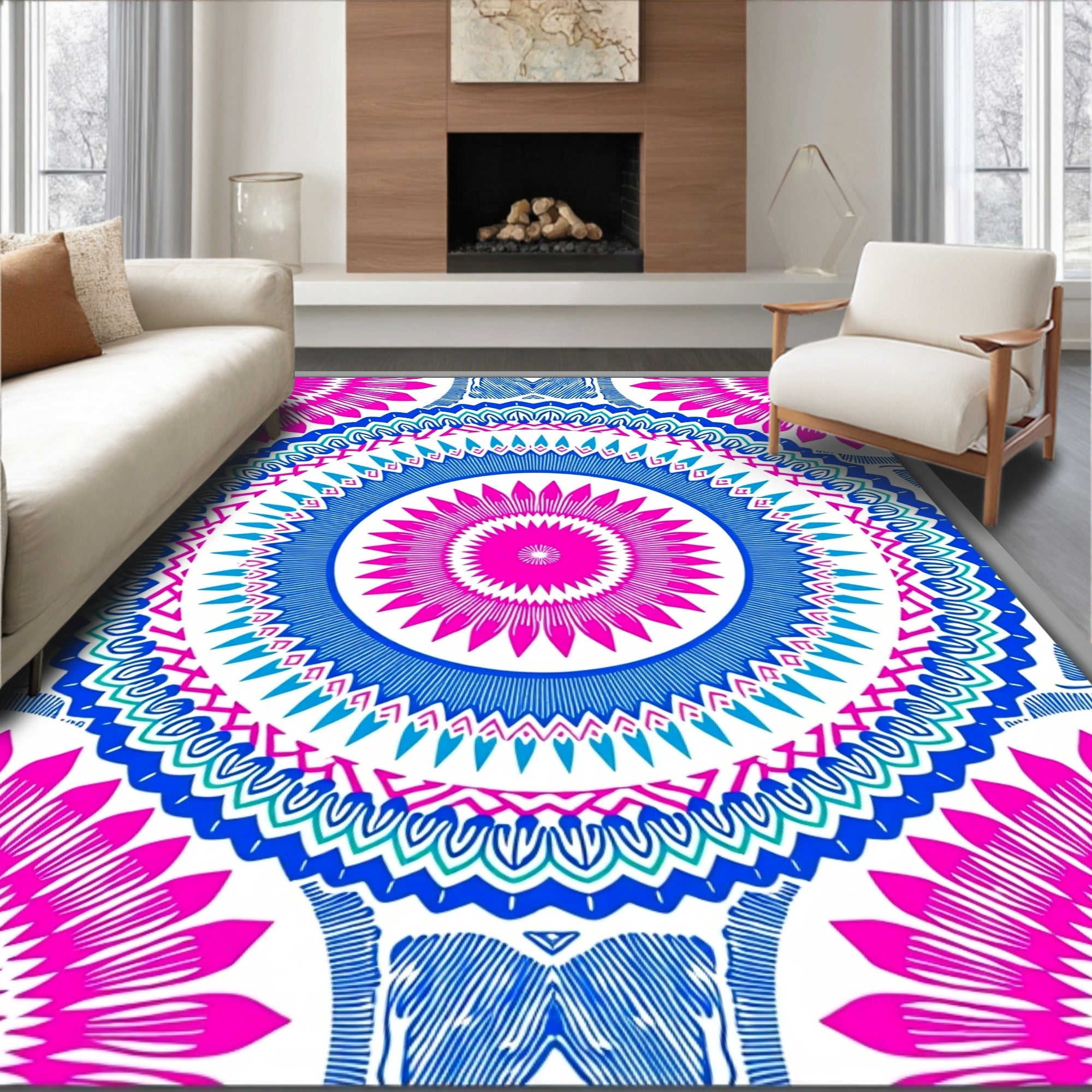 Vibrant Geometric Mandala Pattern Rug