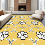 Classic Yellow Floral Silhouette Rug