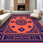 Orange And Blue Floral Pattern Rug